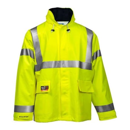 Tingley Tingley Eclipse Hi-Visibility FR Hooded Jacket, Zipper, Fluorescent Yellow/Green, L J44122.LG